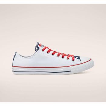 Converse Stars & Stripes Chuck Taylor All Star Biele / Cervene - Panske Nízké Tenisky